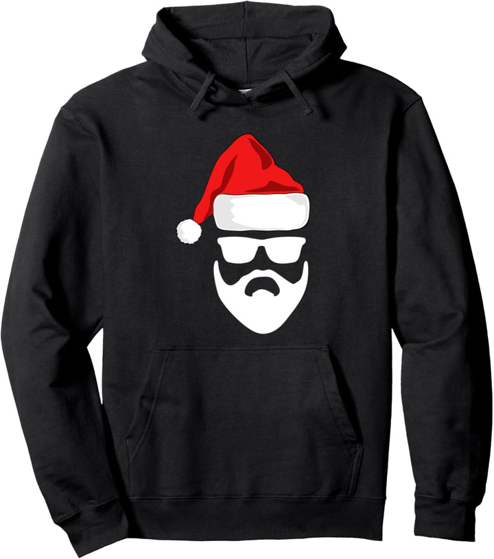 Weihnachtsmann Weihnachtsmütze Bart Sonnenbrille Weihnachts Pullover Hoodie