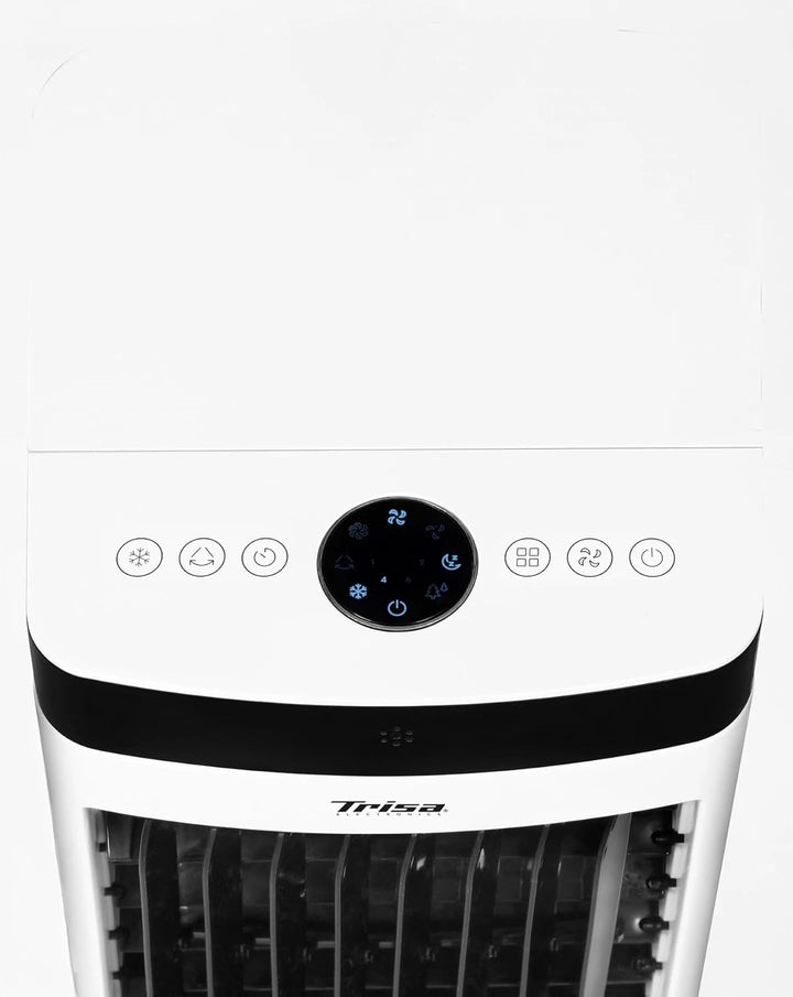 Trisa Turmventilator mit Wasserkühlung 4L - Fernbedienung, Luftkühler für Eis & Wasser, 6h Timer, Os