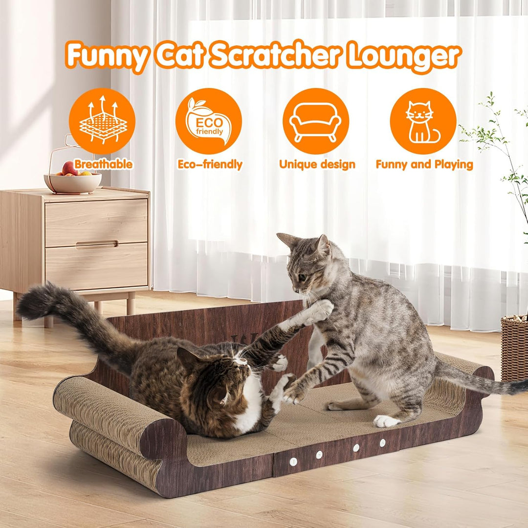 Kratzpappe für Katzen, 82CM langlebiges Kratzbrett und Filz, grosse Liege, Recycelbares Katzenkratzb