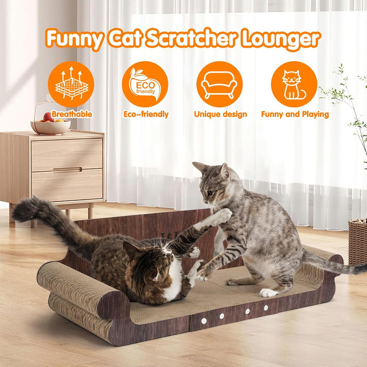 Kratzpappe für Katzen, 82CM langlebiges Kratzbrett und Filz, grosse Liege, Recycelbares Katzenkratzb