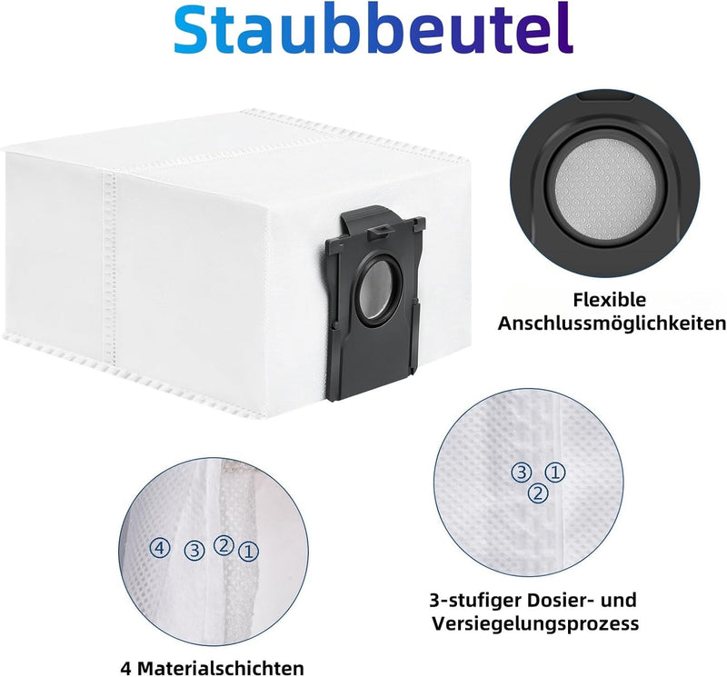 Bluearks 14 Stück Staubbeutel Kompatibel mit Dreame D10 Plus Gen 2/L10s Plus/Mova S10 Plus Staubsaug