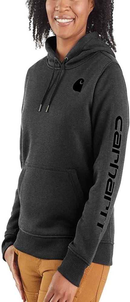 Carhartt Bekleidung Clarksburg Sleeve Logo Hooded Sweatshirt XS Carbon Heather, XS Carbon Heather