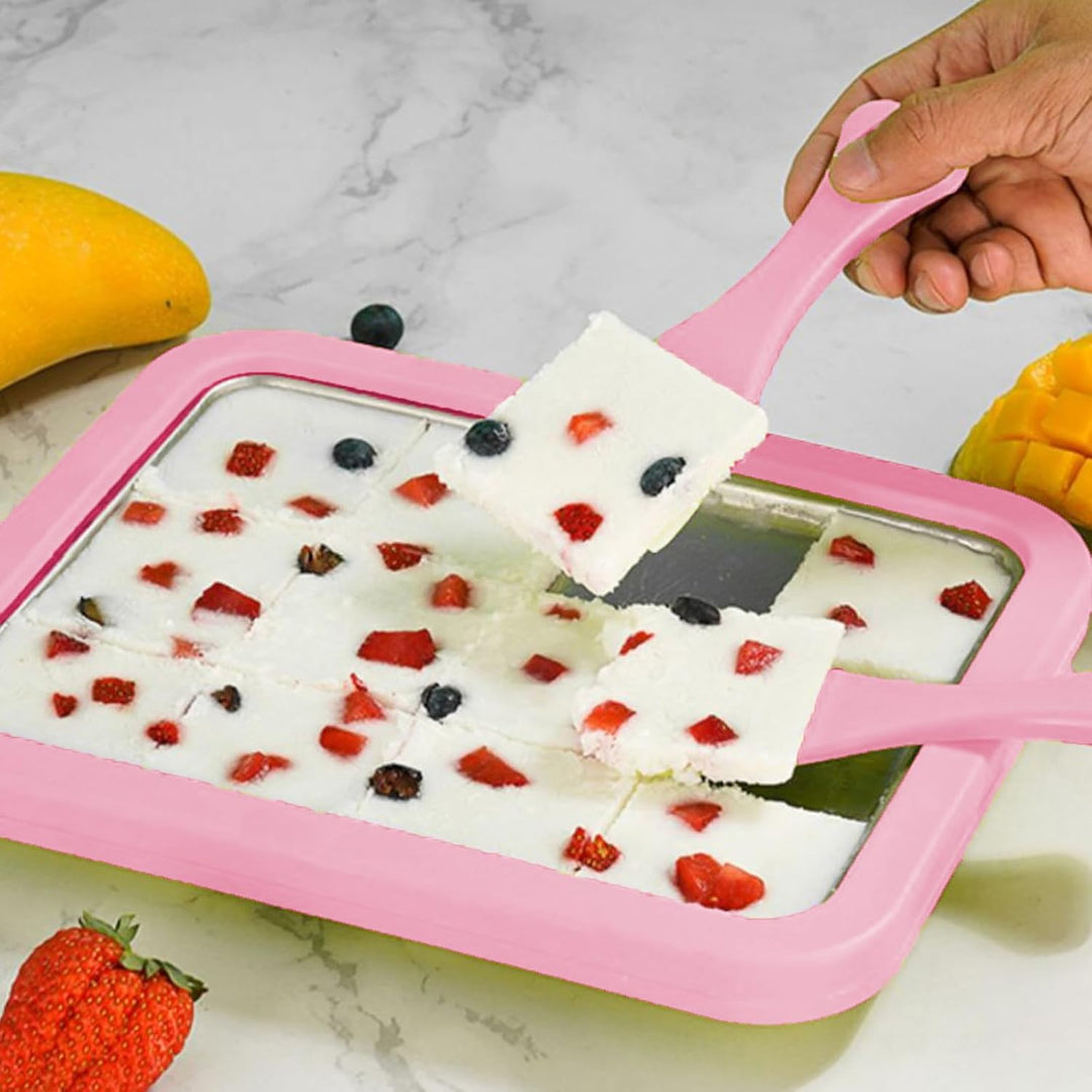 Eisplatte Eis Rolls zum Eis Machen DIY, Rolled Ice Cream Maker, mit 2 Spateln für Kinder, Zuhause, F