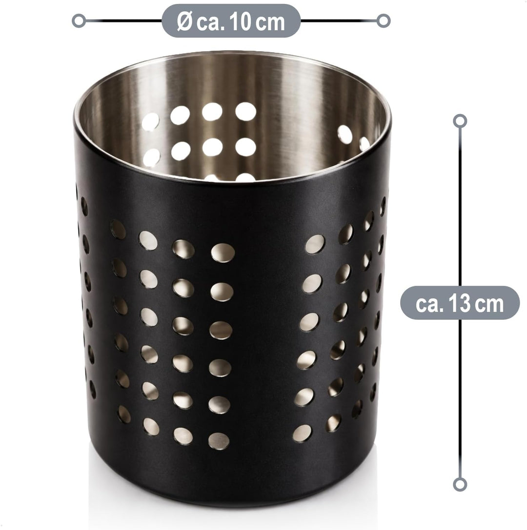 com-four® 2x Besteckabtropfkorb - Küchenutensilienhalter aus Edelstahl - Besteckkorb, Kochlöffelstän