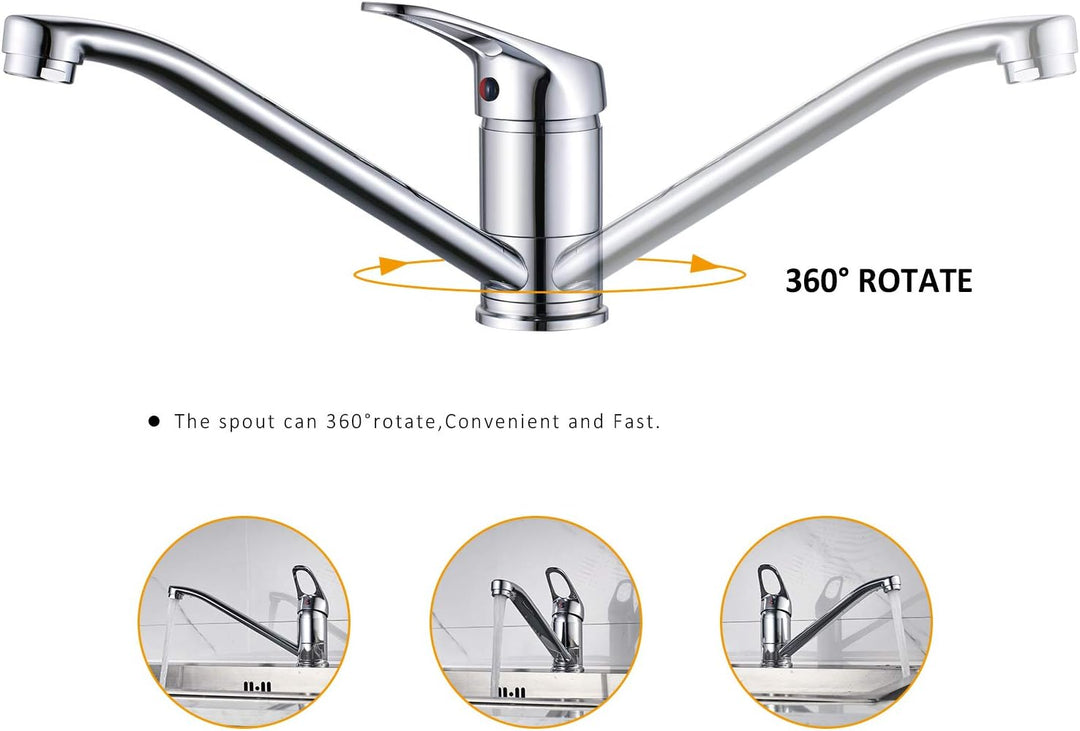 BONADE Niederdruck Armatur Küche, Wasserhahn Küche Niederdruck mit 3 Anschluessen für Boiler, 360° D