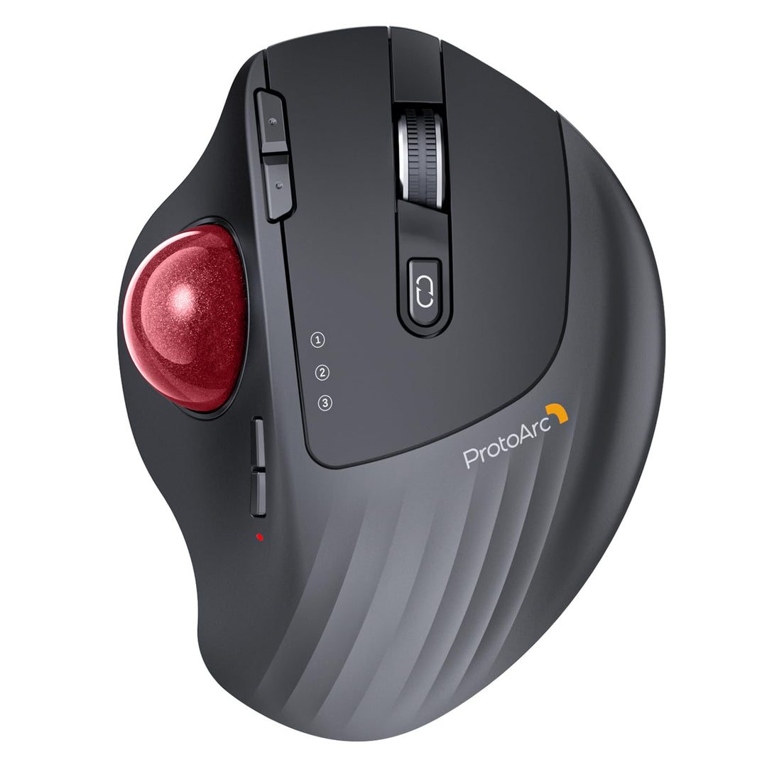 ProtoArc EM01 NL Trackball Maus Kabellos, 2.4G USB & 2*Bluetooth, Daumensteuerung, Verstellbarer Win
