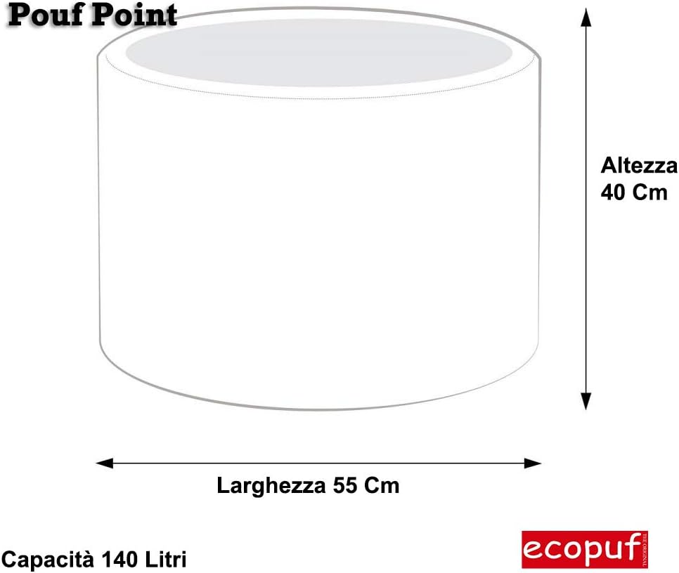 Ecopuf Point | Pouf Sitzhocker 55x40 aus Kunstleder | Pouf Hocker Runder Sitzpouf | Indoor und Outdo