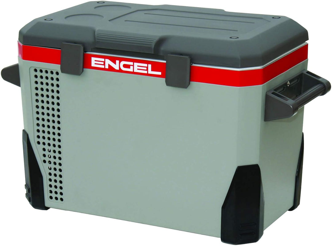 Engel SAWMR040F-G3 Kühlbox MR040 12/24/230V, Hellgrau - Dunkelgrau - Roter Streifen