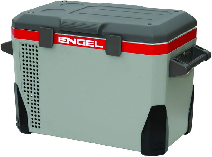 Engel SAWMR040F-G3 Kühlbox MR040 12/24/230V, Hellgrau - Dunkelgrau - Roter Streifen