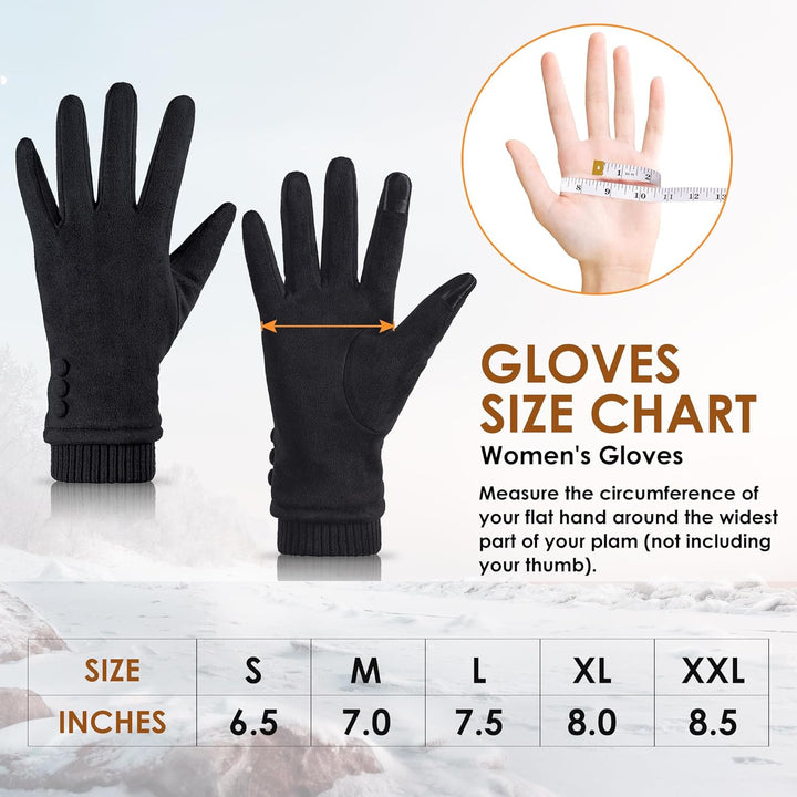 Frauen Winter Warm Touchscreen Telefon Winddicht Handschuhe Tragen Gefüttert Dicke Handschuhe Schwar