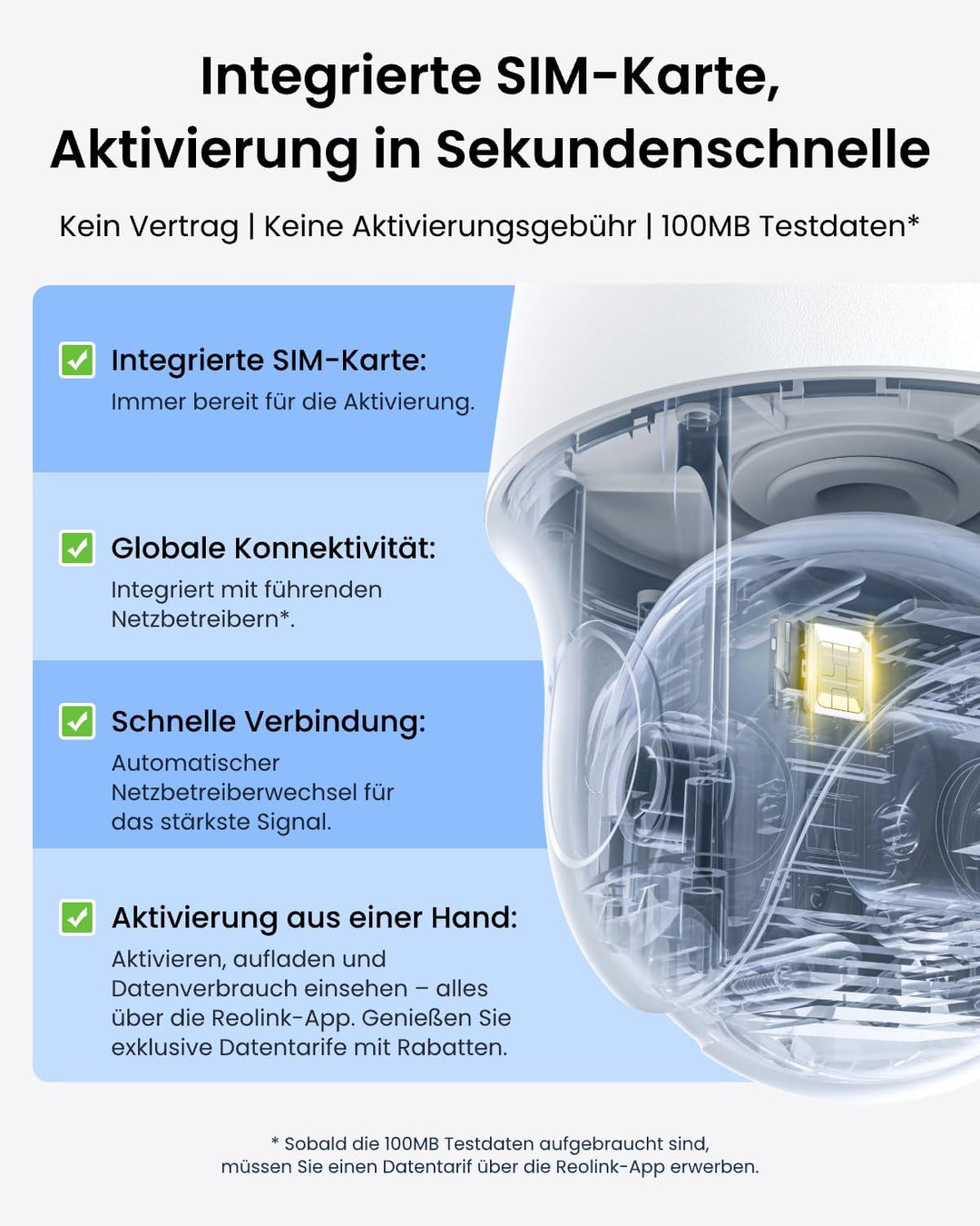Reolink 4G LTE Kamera Solar Outdoor Akku, Automatische Verfolgung, 360° PT Überwachungskamera mit SI