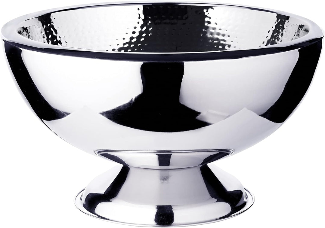 EDZARD Champagnerkühler Cadiz (ø 43 cm, H 24 cm) Edelstahl hochglanzpoliert, innen gehämmert, doppel