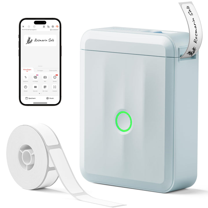 NIIMBOT Namensaufkleber Etikettendrucker, D110 Bluetooth Etikettiergerät, mit wasserdichte Etiketten