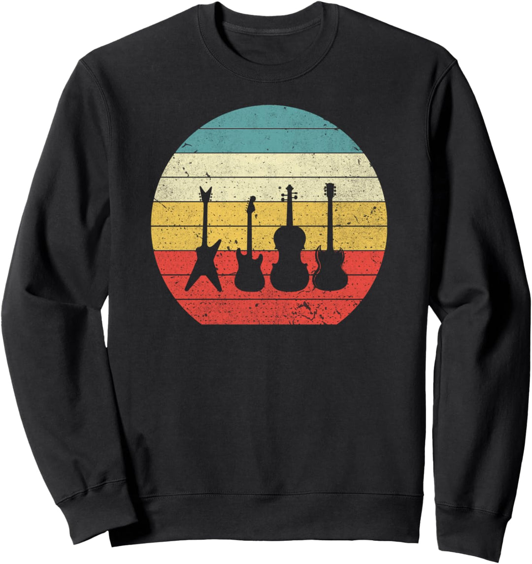 Guitar Vintage Retro Sunset Guitar Music Gift For Guitarist Sweatshirt