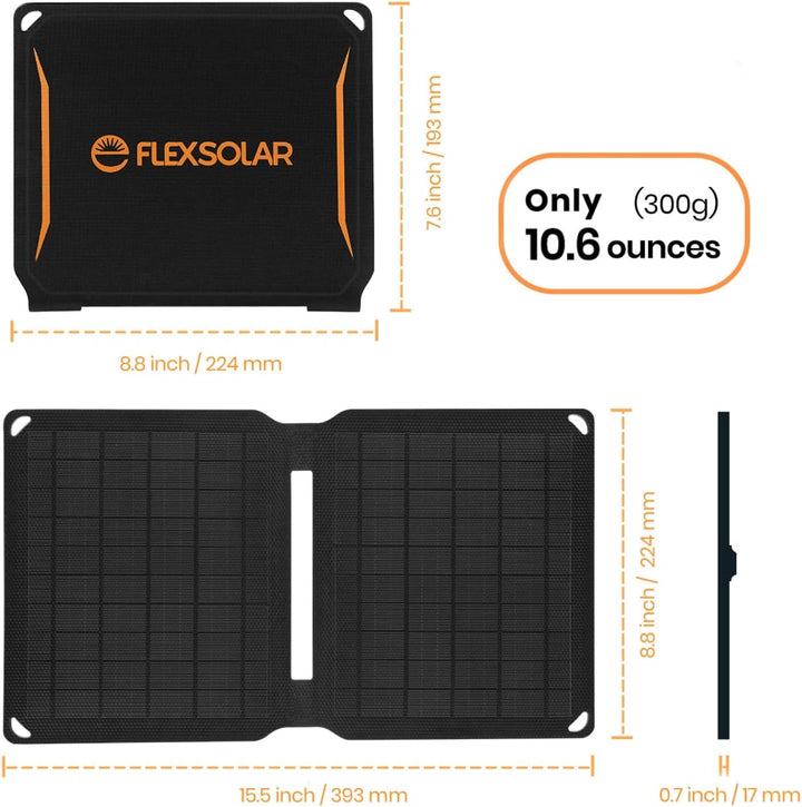 10 W Foldable Solar Charger, Portable Solar Panel with USB-A, IP67, ETFE Monocrystalline Solar Panel