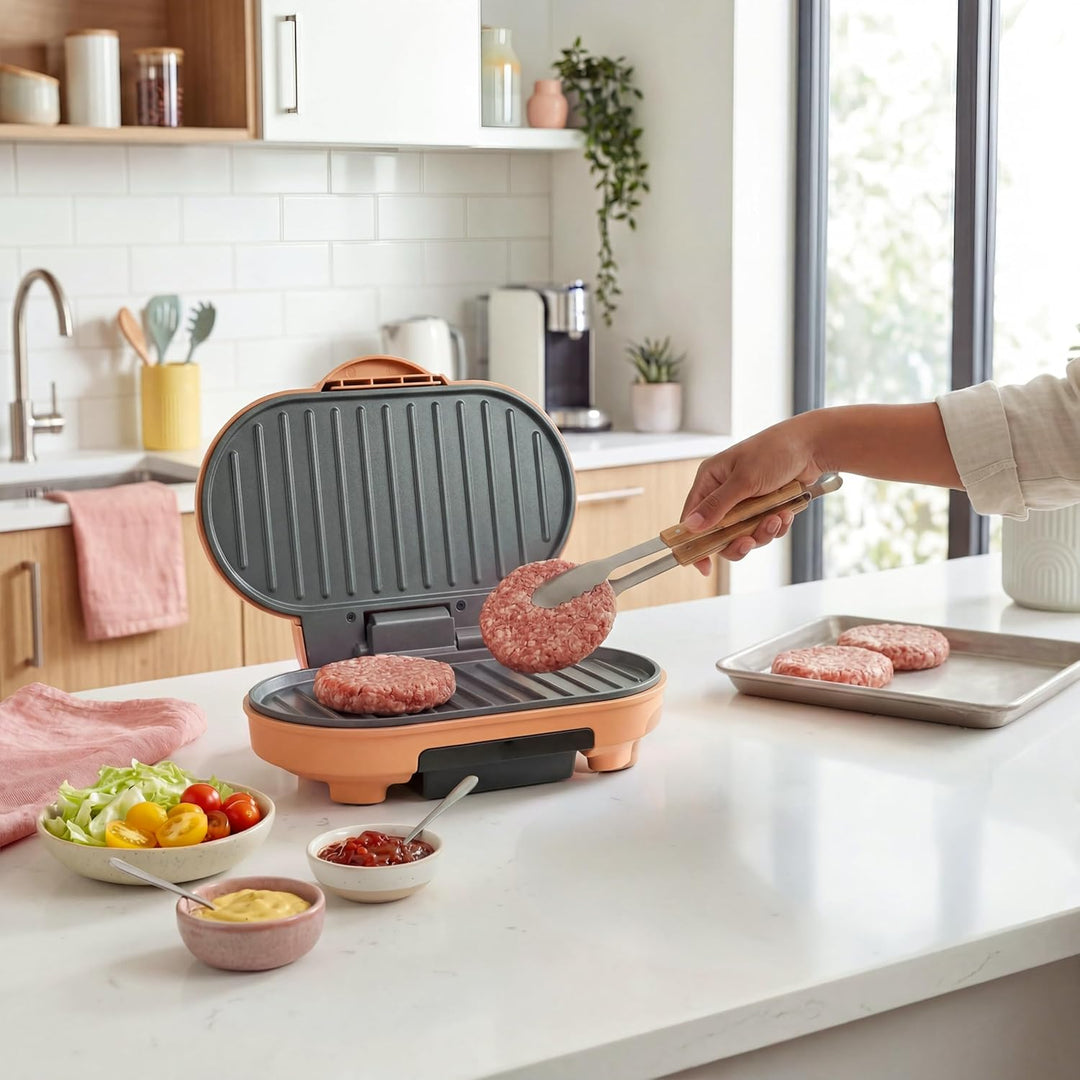 Giles & Posner Funfair Elektrischer Burger-Maker & Grill – 750 W, bereitet zwei Burger in unter 7 Mi