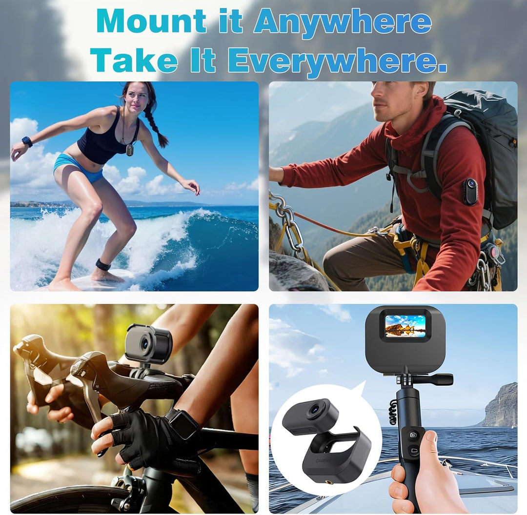 Mini Action Cam, 64GB Tragbare Sportkamera und Magnetische Ladebox mit 1150mAh Batterie, 1080P Klein