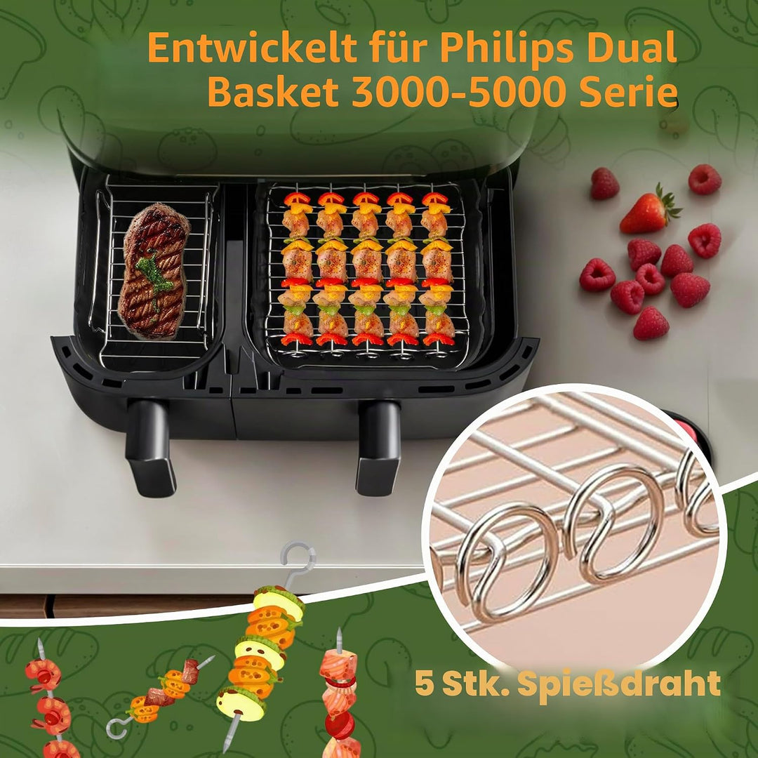Pietuley 28 Stück Silikonform Heissluftfritteuse Zubehör für Philips Dual Basket Airfryer 3000-serie
