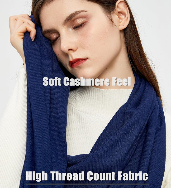 Pashmina Schals und Wraps Schals für Damen Hochzeit Party Winter Warme Lange Solid Color Marine, Mar