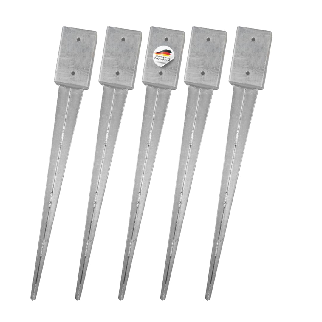 Einschlaghülsen für Pfosten 7x7 cm | 5er Set Bodeneinschlaganker verzinkt | Einschlaghülsen ca. 71x7