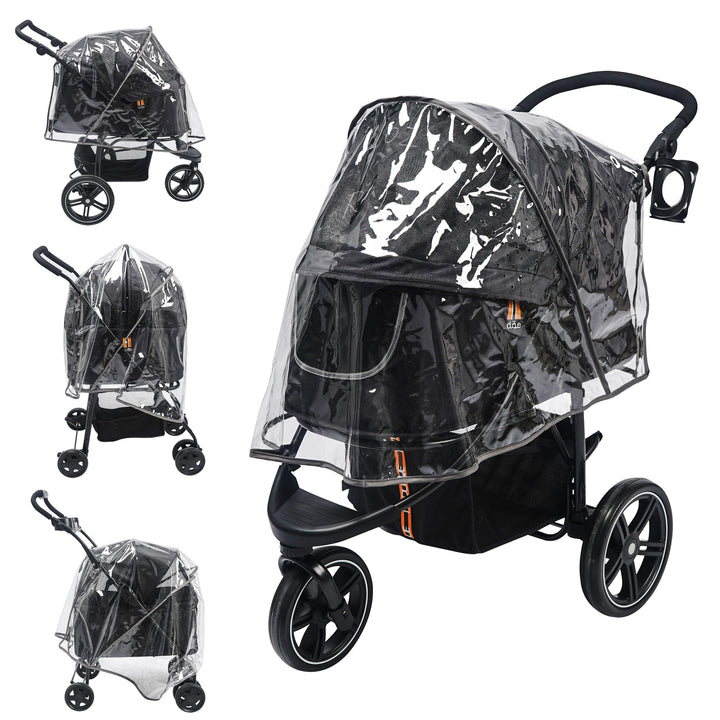 UNIVERSAL RAIN COVER XL, Hundebuggy Regenschutz, Allwetterschutz, Klettverschlüsse. Einfaches Überwu
