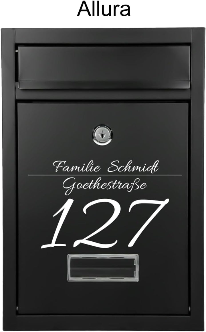 Verda Designer Briefkasten personalisiert 32 x 21,5 x 8,5cm, UV-Farbe, Edelstahl, Postkasten, Wandbr