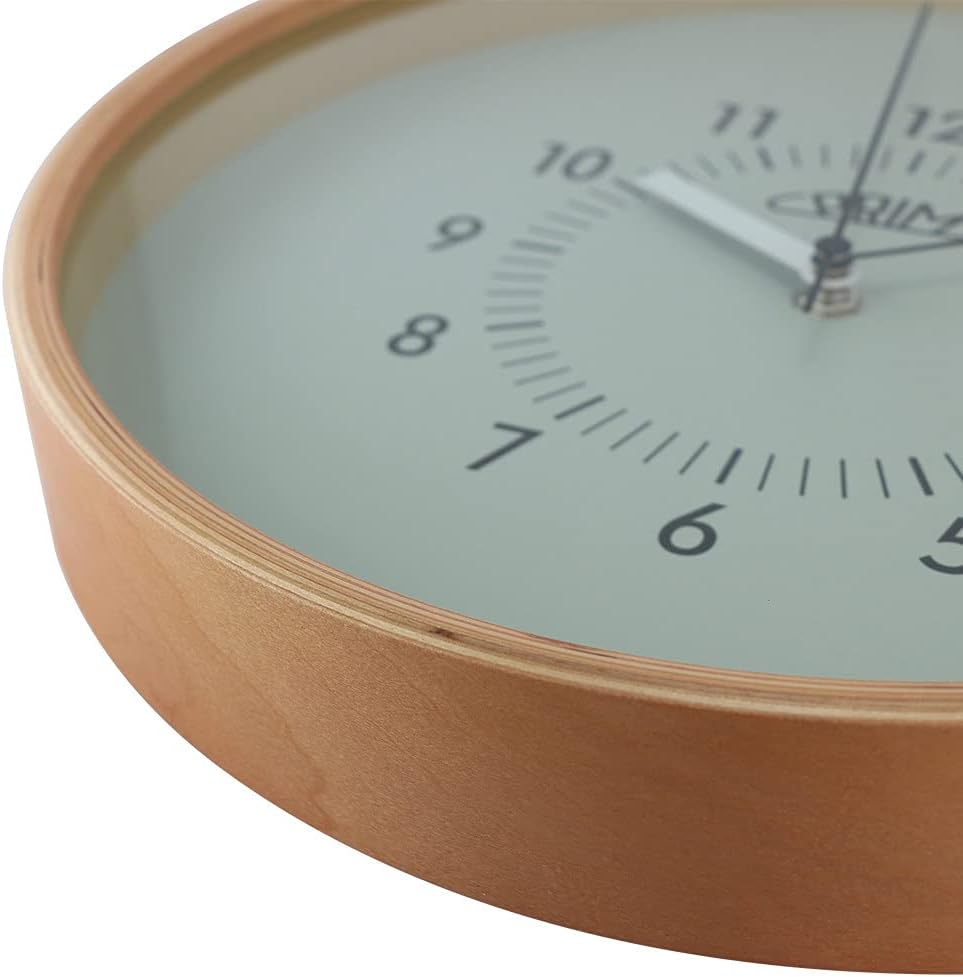 PRIM Organic Design Retrospect Wanduhr, Wood Clock, aus Holz, Zifferblatt in Grau, die Nicht stört,