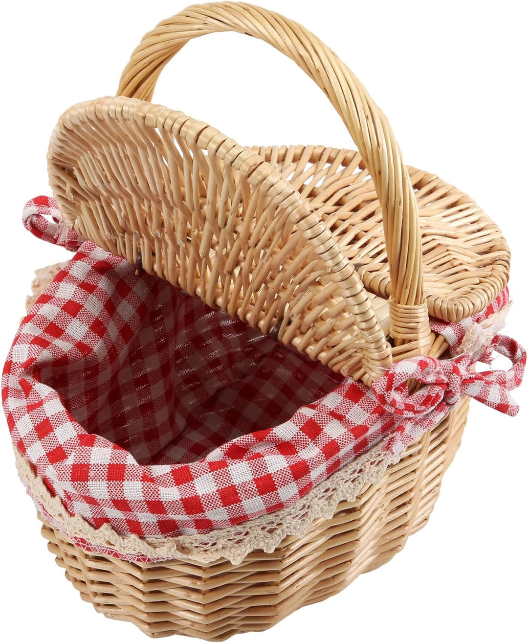 Happysnow Wicker Picknick Korb im Land Haus mit Deckel und & Liner für Picknicks, Partys und Grill A