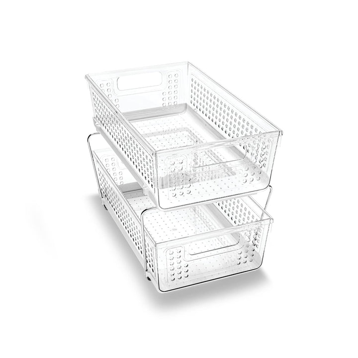 Madesmart 2-Tier Plastic Multipurpose Organizer with Divided Slide-Out Storage Bins, Under Sink and