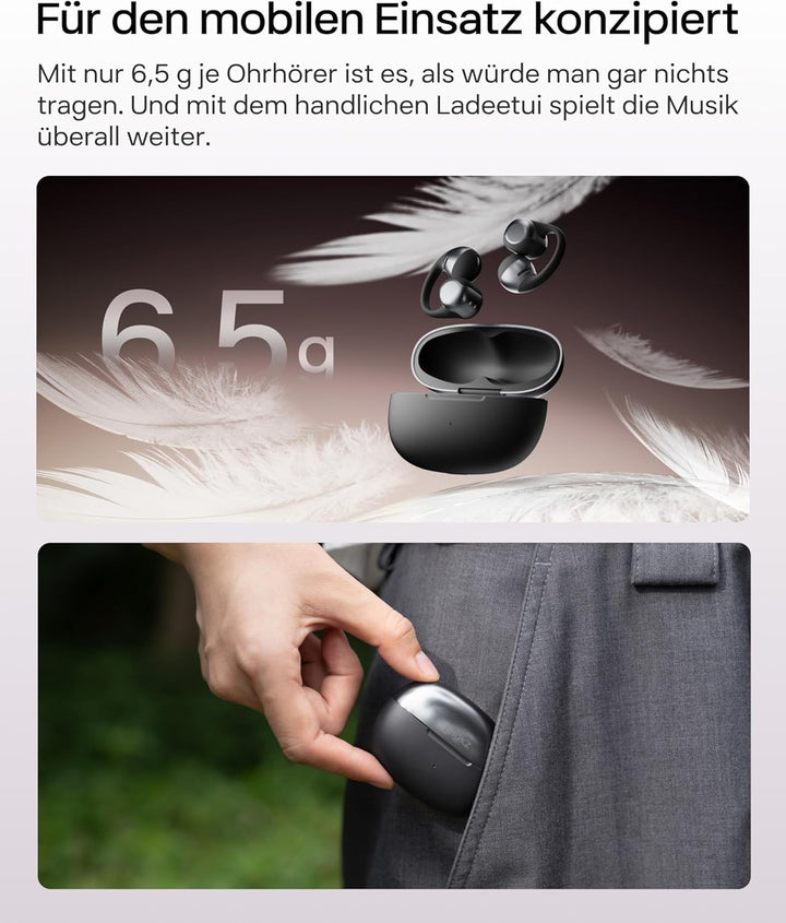 SHOKZ OpenDots ONE Open Ear Kopfhörer, Premium Dolby Audio, Clip On Earbuds mit Mikrofon, Bluetooth