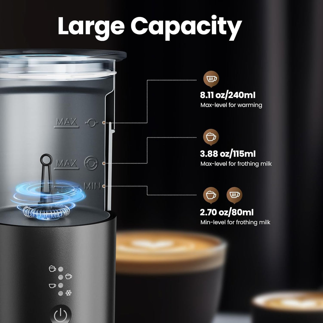 Morpilot Milchaufschäumer Elektrisch 4 in 1, 240ml, 400W, Milchschäumer für Heisser und Kalter Milch