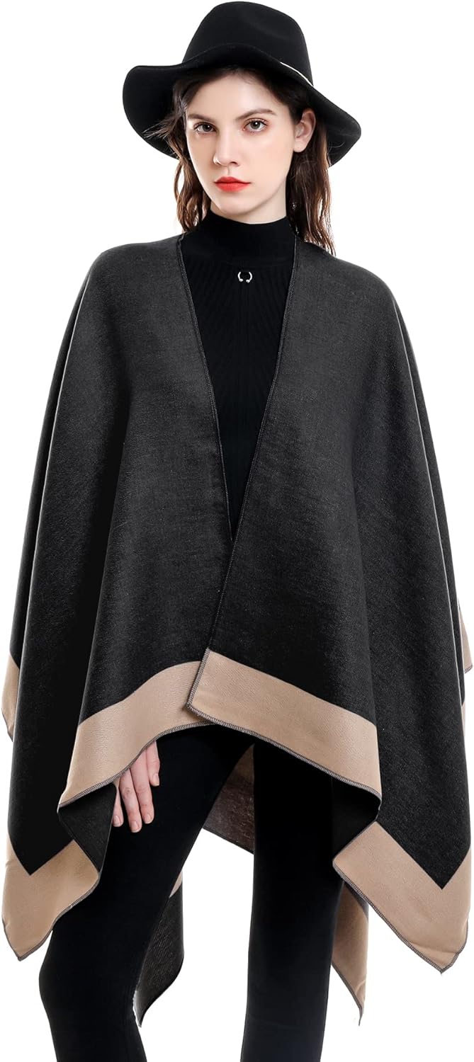 colornival Poncho Damen Winter Warm Elegant Poncho Decke Poncho Cape Strick Poncho Mantel Winter Pon