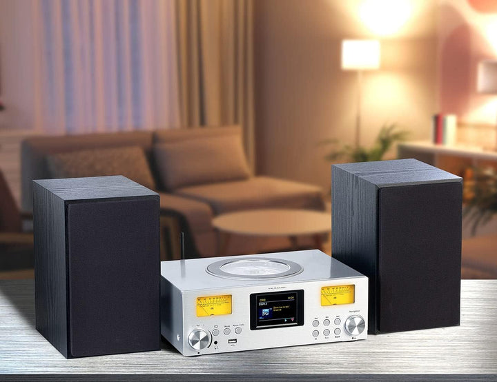 VR-Radio Kompaktanlagen: Micro-Stereoanlage: Webradio, DAB+, CD, Bluetooth, App, 300 W, Silber (DAB