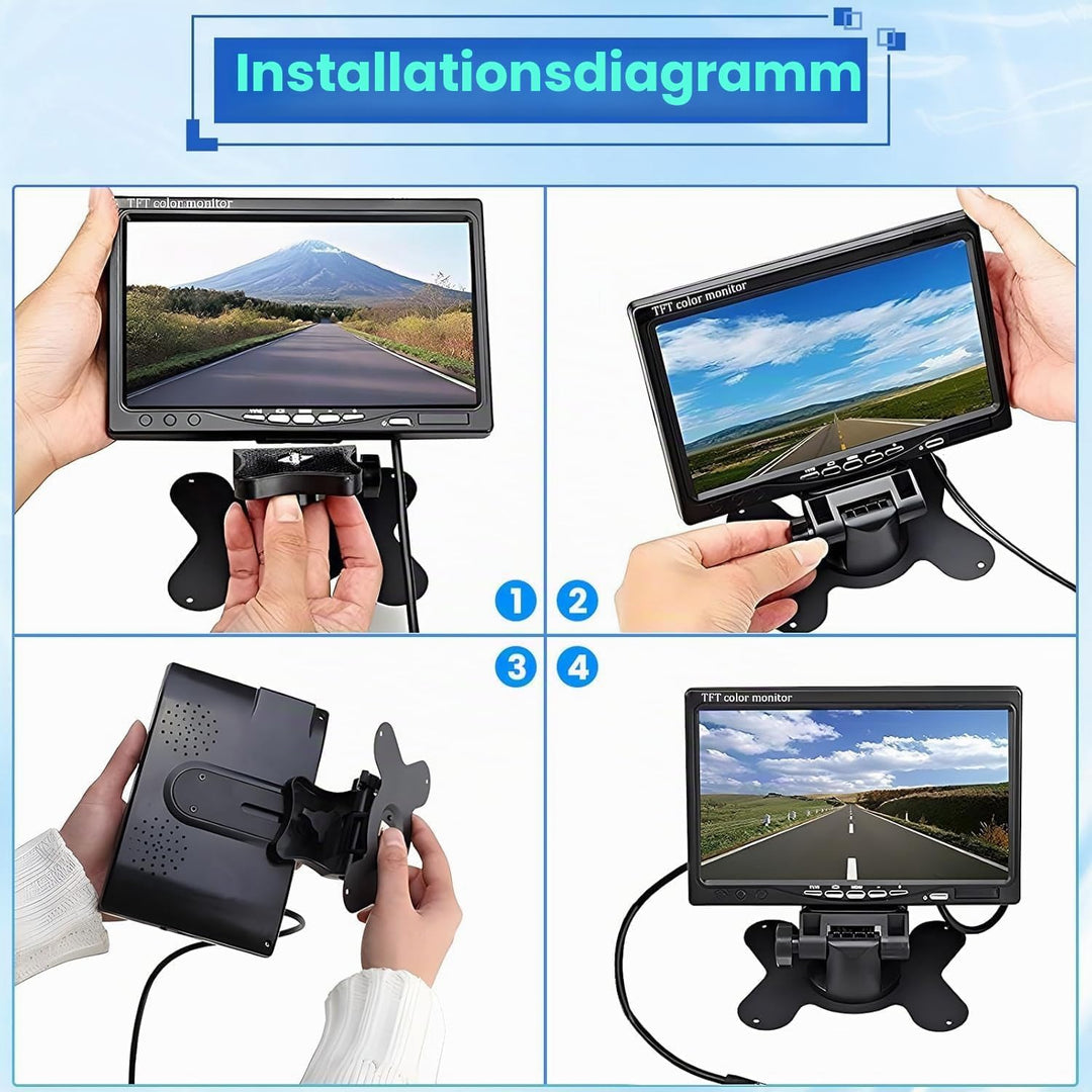 Hikity Rückfahrkamera 2 Kameras Set, 7 Zoll LCD Monitor, Wasserdichtes Rückfahrkamera Nachrüsten Set