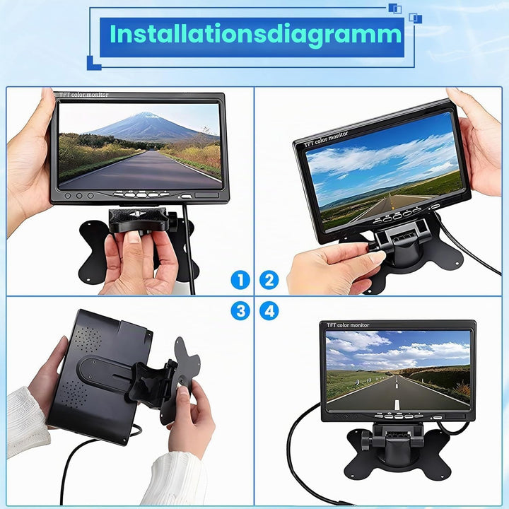 Hikity Rückfahrkamera 2 Kameras Set, 7 Zoll LCD Monitor, Wasserdichtes Rückfahrkamera Nachrüsten Set