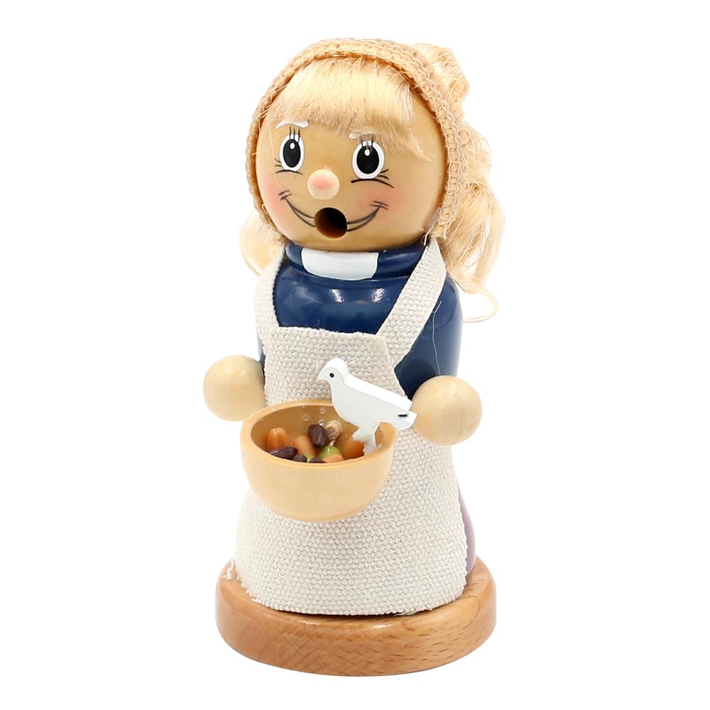 Holz Räuchermann, Räucherfigur, Rauchfigur, Räuchermännchen als Märchenfigur Mädchen mit Linsen und