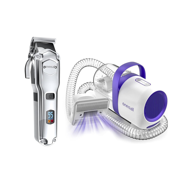 oneisall 3 in 1 Hundeschermaschine dickes/dichtes Fell+Hundestaubsauger mit Bürste, Super Saugkraft