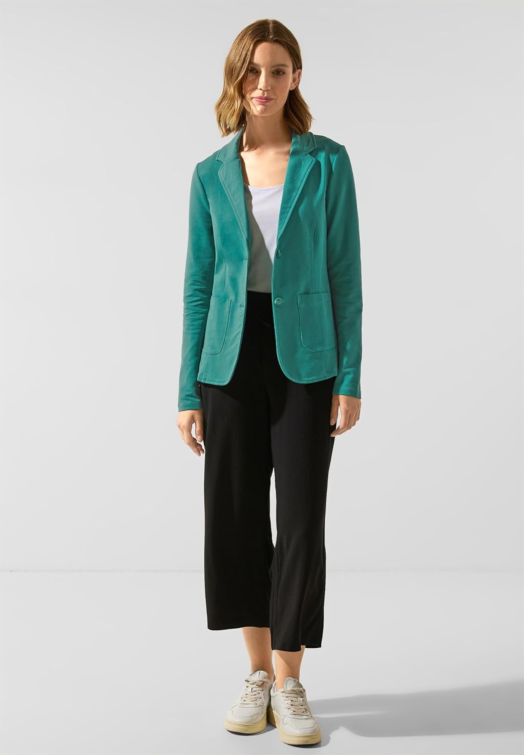 Street One Damen Basic Blazer mit Raffungen 36 Lagoon Green, 36 Lagoon Green