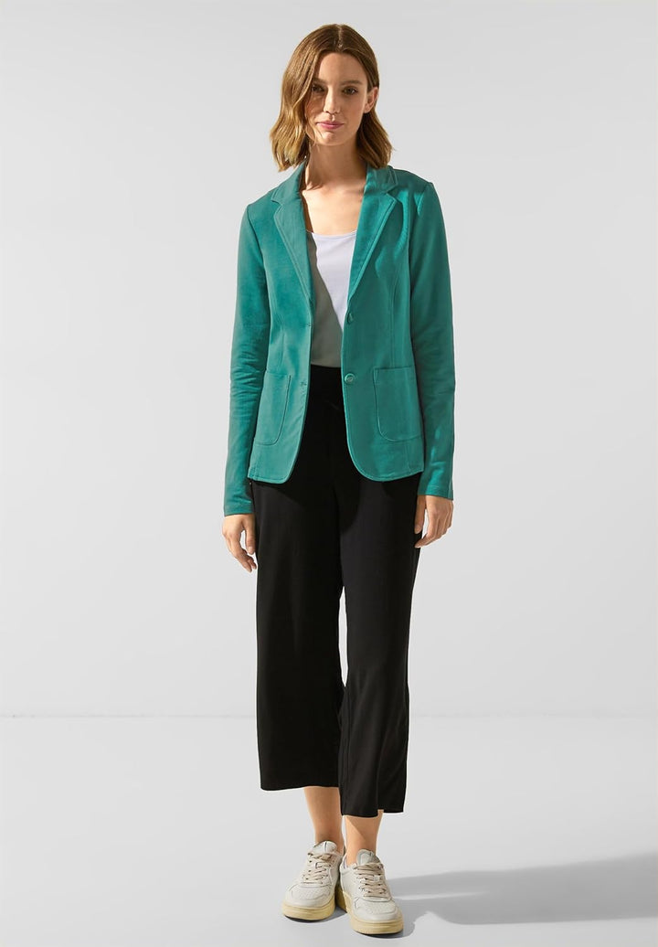 Street One Damen Basic Blazer mit Raffungen 36 Lagoon Green, 36 Lagoon Green