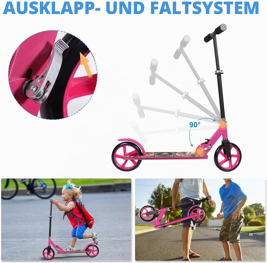 Roller Kinder Scooter, Wheel Scooter, Faltbarer Kinderroller für Kinder ab 5 Jahren, höhenverstellba