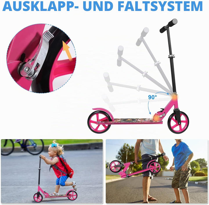 Roller Kinder Scooter, Wheel Scooter, Faltbarer Kinderroller für Kinder ab 5 Jahren, höhenverstellba