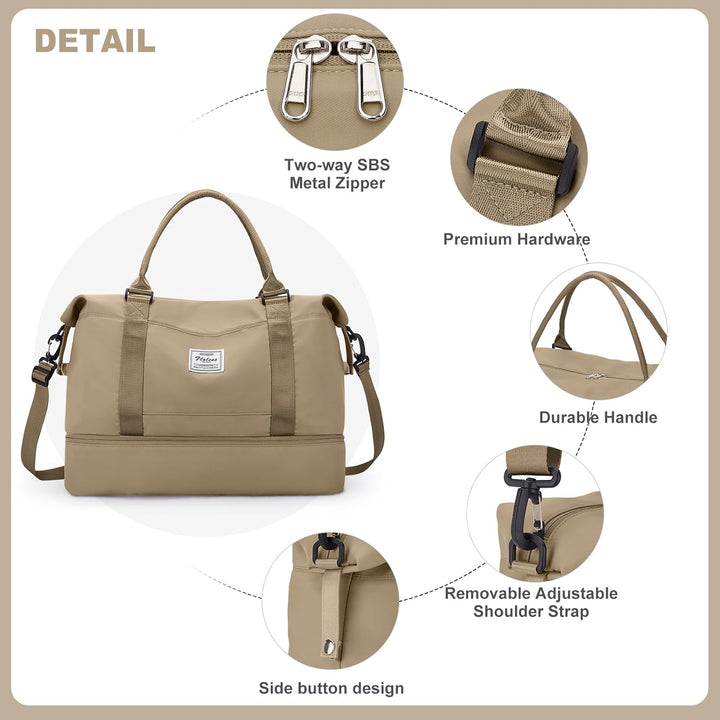 Reisetasche Damen Handgepäck Tasche Sporttasche mit Kulturbeutel Weekender Bag Schwimmtasche Wasserd