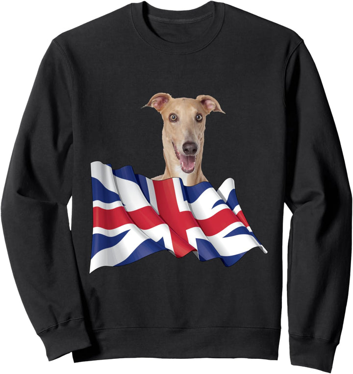 Union Jack Flag Dog Greyhound Sweatshirt