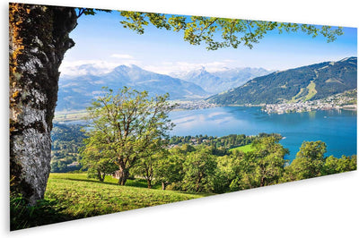 Bild Bilder auf Leinwand Schöne Landschaft mit Alpen und Bergsee in Zell am See, Österreich Wandbild