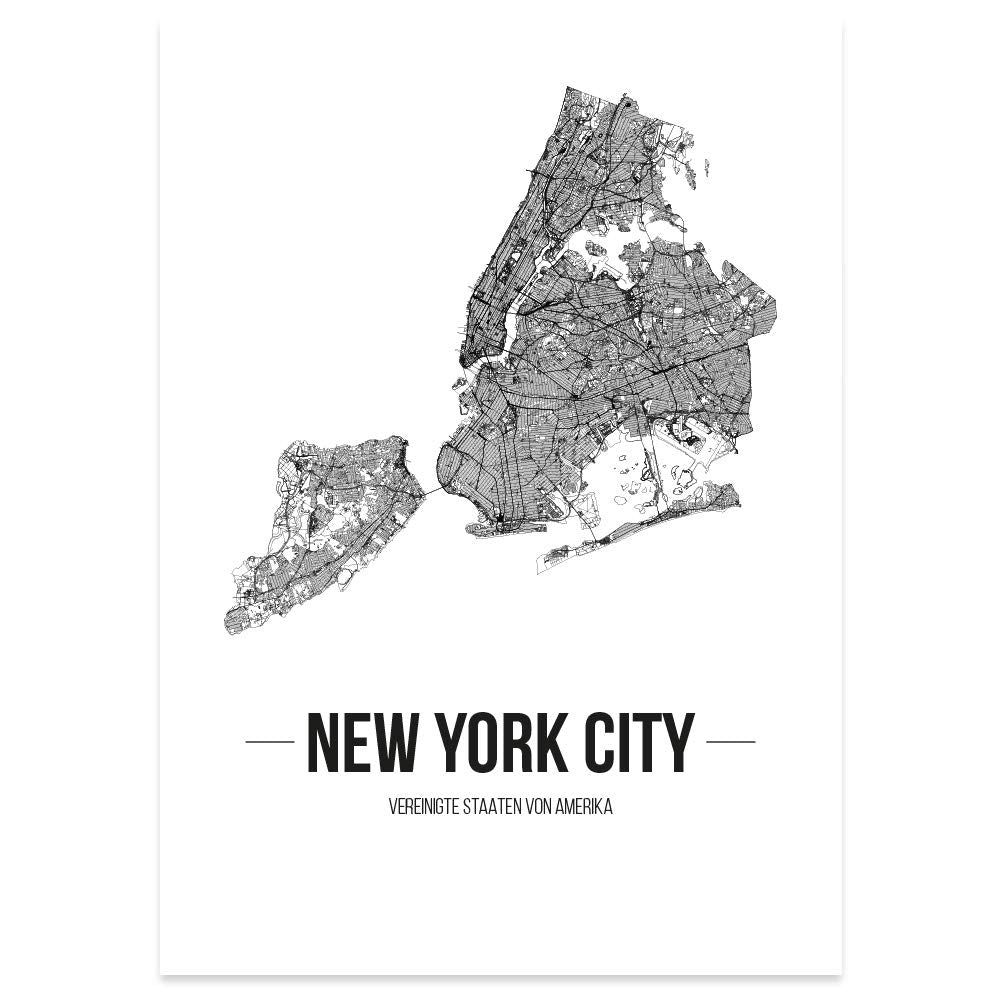 JUNIWORDS Stadtposter, New York City, Wähle eine Grösse, 40 x 60 cm, Poster, Schrift B, Weiss 40 x 6