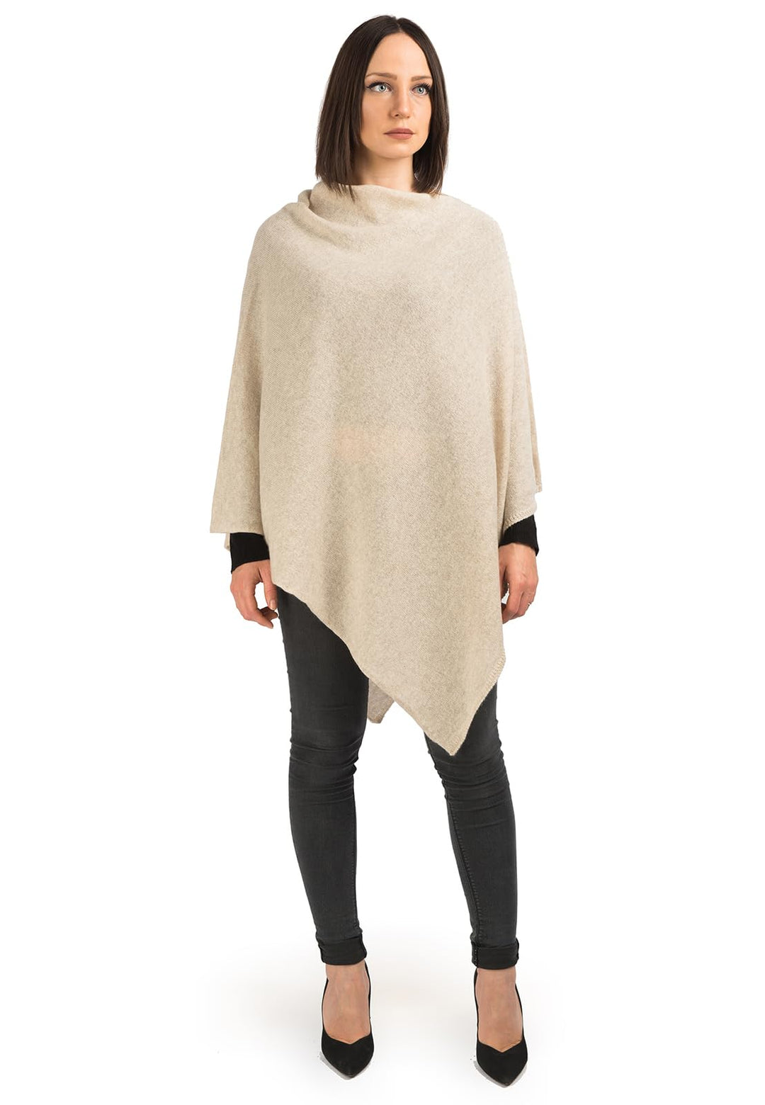 Dalle Piane Cashmere - Poncho aus 100% Kaschmir - Made in Italy - für Frau Einheitsgrösse Beige, Ein