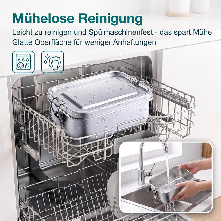 TEAMFAR Brotdose, Edelstahl Bento Lunch Box mit Fächern &amp; Tasche 1400ml | 2 Herausnehmbare Trennwänd