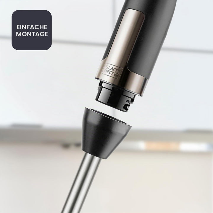 Black+Decker Stabmixer | BXHBA1500E | 1500 Watt | 20 Geschwindigkeiten | Turbo | Edelstahl | Spritzs