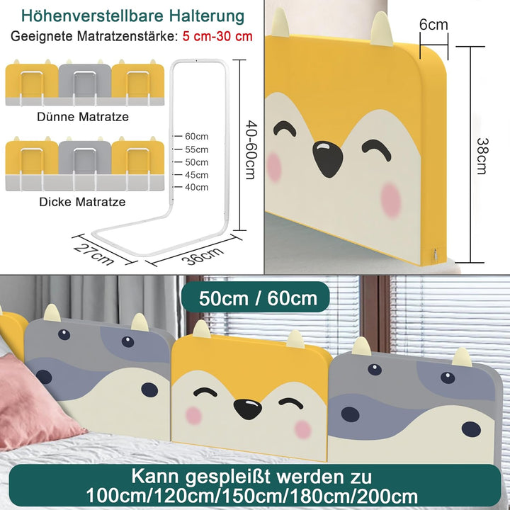 NAIZY Rausfallschutz Bett Kinder Baby Bettgitter mit 5-Loch Verstellbare Höhenverstellbar Kinderbett