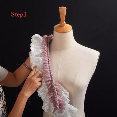 BLESSUME Renaissance Ruffle Kragen Elisabethanisch Rüsche Halsband M Violett / Weiss, M Violett / We